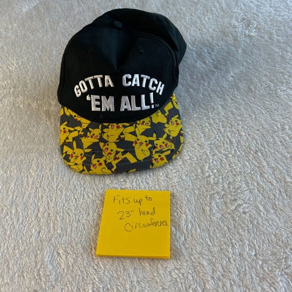 Pokemon Pokeball Baseball Hat Cap Pikachu Black Flat Bill Snapback Licensed - Picture 7 of 10